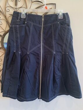 Kapalua 100% Cotton Women's Navy A-Line Skirt with Front Zipper